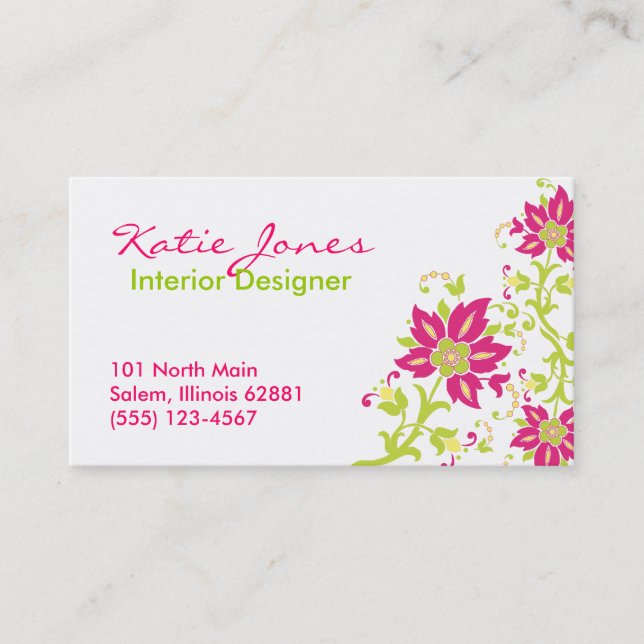 Pink Paisley Business Card (Front)