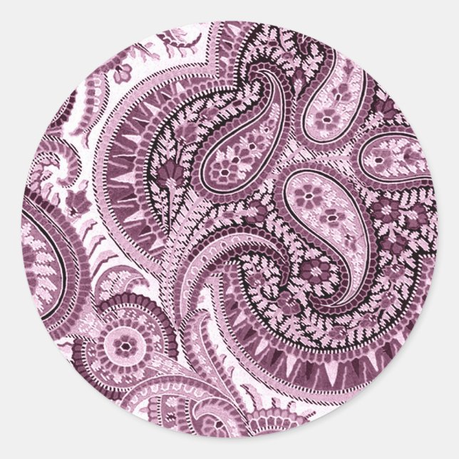 Pink Paisley Classic Round Sticker (Front)