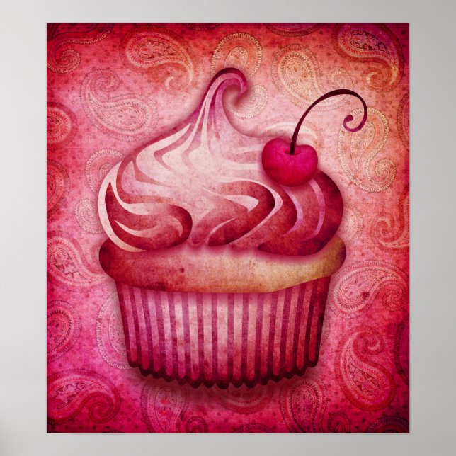 pink paisley cupcake canvas print (Front)