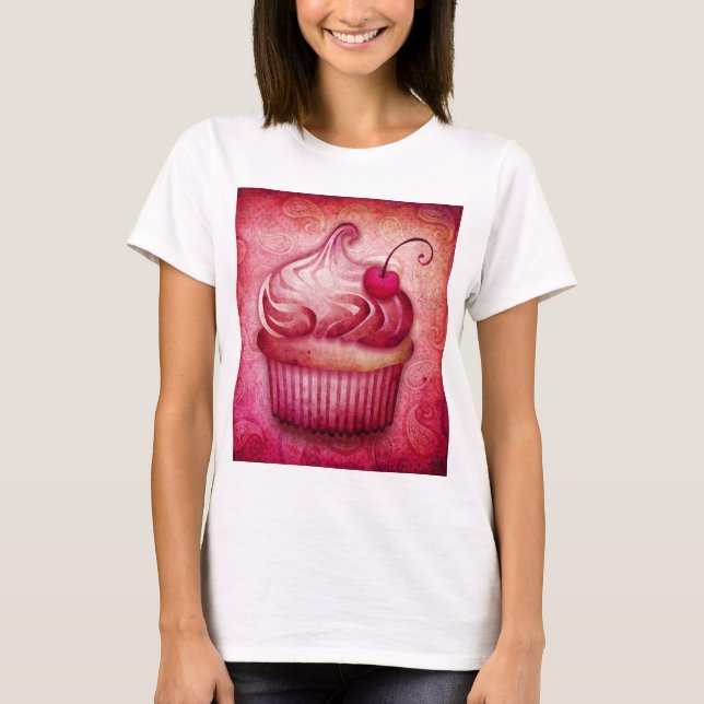 Pink Paisley Cupcake T-shirt (Front)