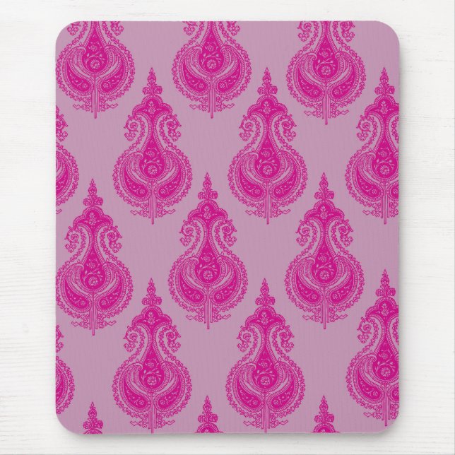 Pink paisley customisable name mouse pad (Front)