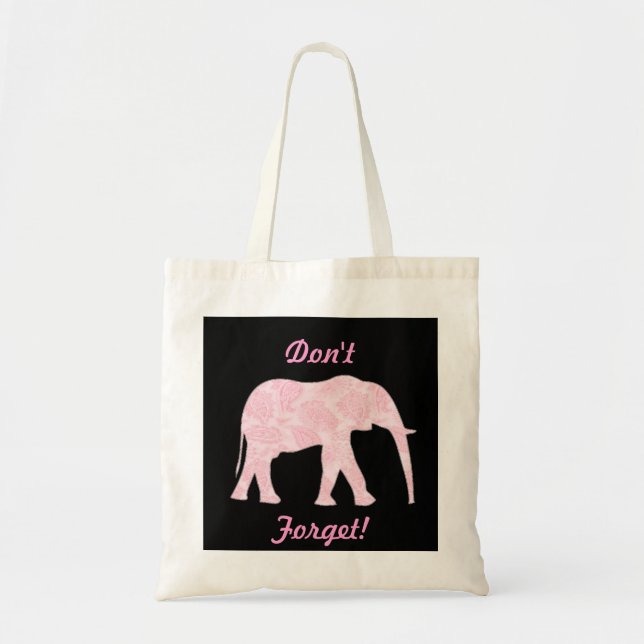 Pink Paisley Elephant Tote - Don't Forget! Bag (Front)