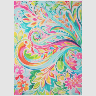 Pink Paisley Floral Decoupage Tissue Paper