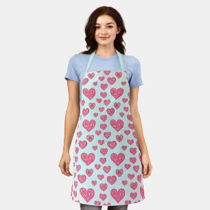 Pink paisley hearts valentine  apron