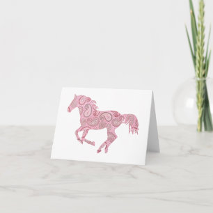Pink Paisley Horse Card