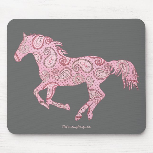 Pink Paisley Horse Mouse Pad (Front)