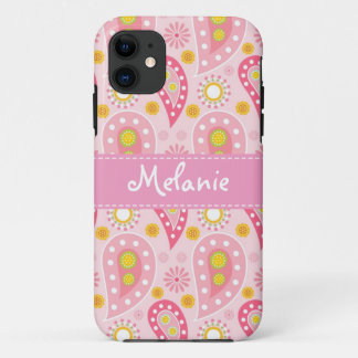 Pink Paisley iPhone Monogram Custom Case-Mate iPhone Case