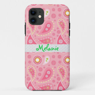 Pink  Paisley iPhone Monogram Custom Case-Mate iPhone Case