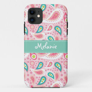 Pink  Paisley iPhone Monogram Custom Case-Mate iPhone Case