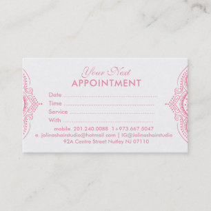 Pink Paisley Mandala Lace Appointment Card