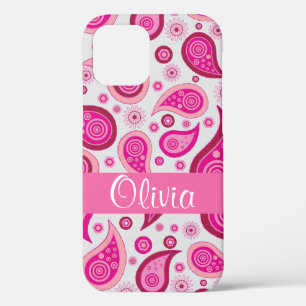 Pink Paisley Name Girly iPhone 12 Pro Case