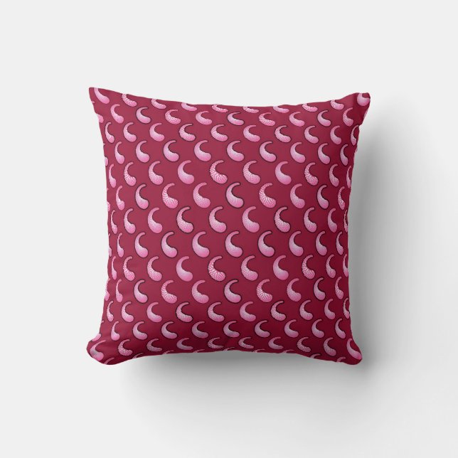 Pink paisley on maroon cushion (Front)