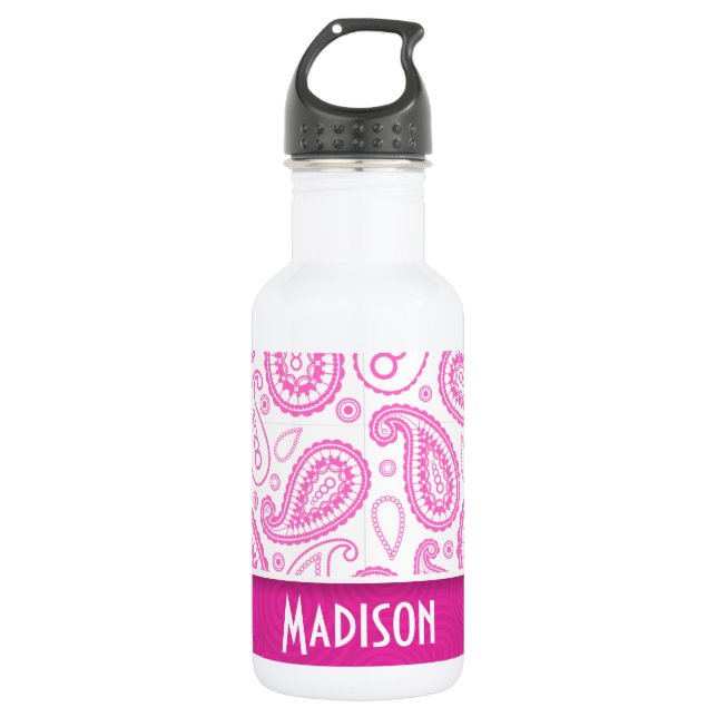 Pink Paisley Pattern 532 Ml Water Bottle (Front)