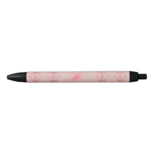 Pink Paisley Pattern Black Ink Pen