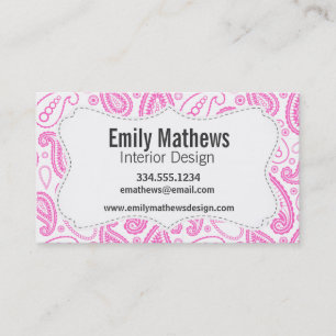 Pink Paisley Pattern Business Card