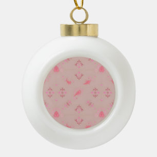 Pink Paisley Pattern Ceramic Ball Christmas Ornament