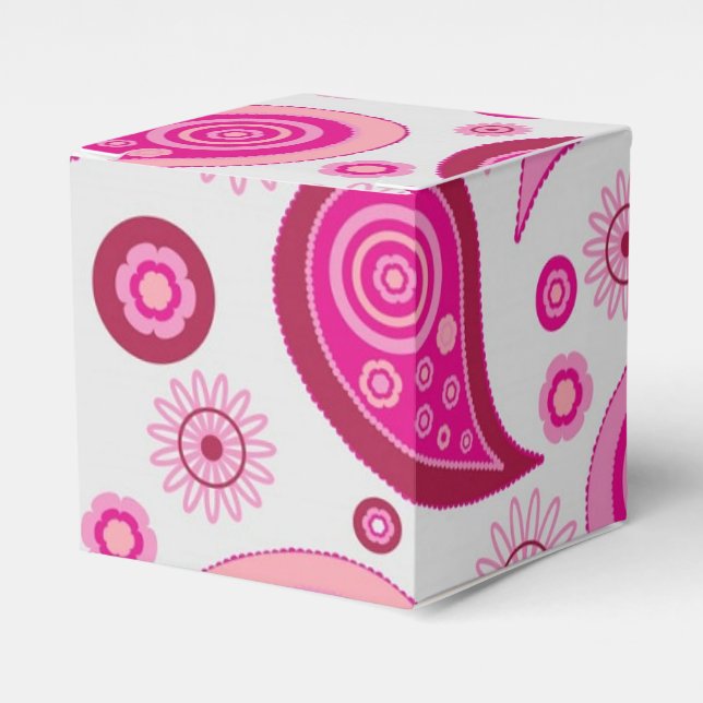 Pink Paisley Pattern Favour Box (Front Side)