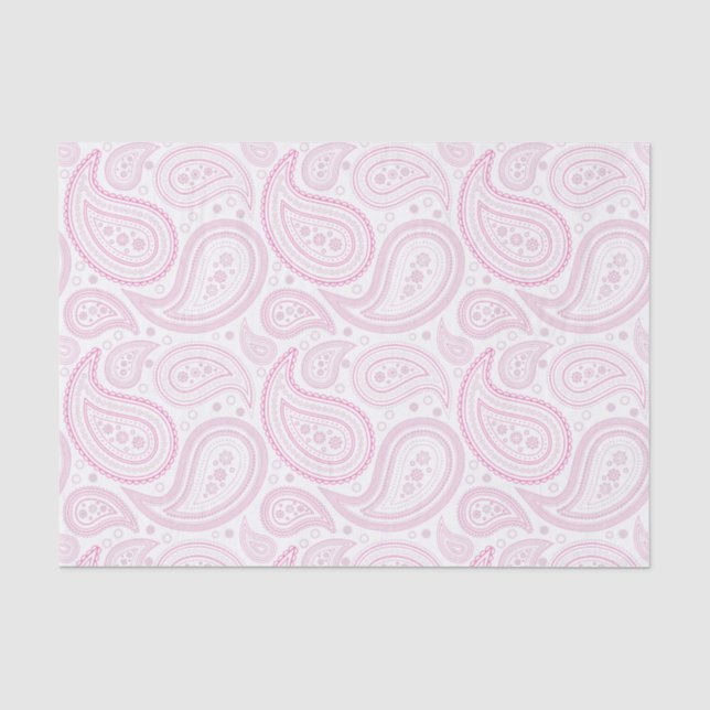 Pink Paisley Pattern on White Tissue Paper (Front)