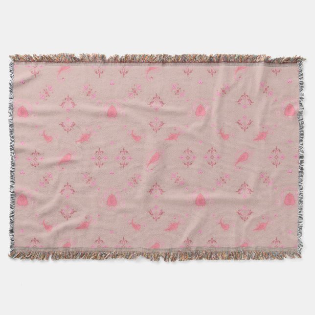 Pink Paisley Pattern Throw Blanket (Front)