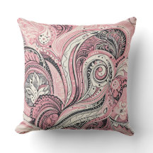 Pink Paisley The Home Studio Throw Pillow