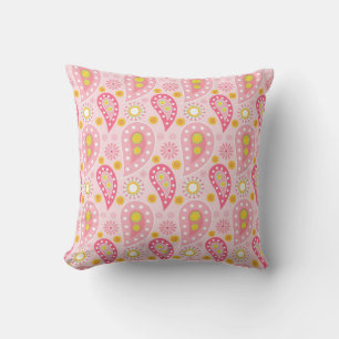 Pink Paisley Throw Pillow