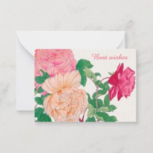 Pink & Pale Orange Rose Flowers Best Wishes Card