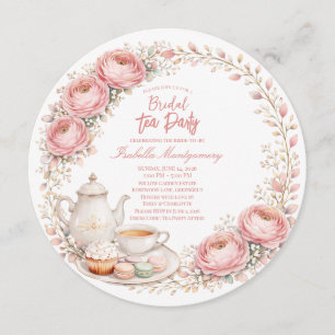 Pink Palette Tea Party Bridal Shower Invitation