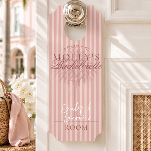 Pink Palm Beach Bachelorette Door Hanger (Pink Palm Beach Bachelorette Door Hanger)