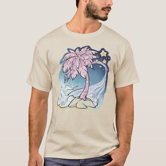 Pink Palm & Blue Bird Men's T-Shirt (Front)