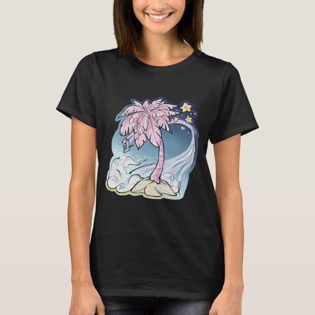 Pink Palm & Blue Bird Women's T-Shirt  (Front)
