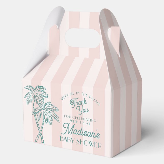Pink Palm Spring Pastel Beach Baby Shower Favour Box (Front)