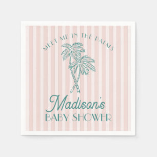 Pink Palm Spring Pastel Beach Baby Shower Napkin