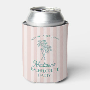Pink Palm Spring Pastel Beach Bachelorette Party Can Cooler