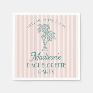 Pink Palm Spring Pastel Beach Bachelorette Party Napkin