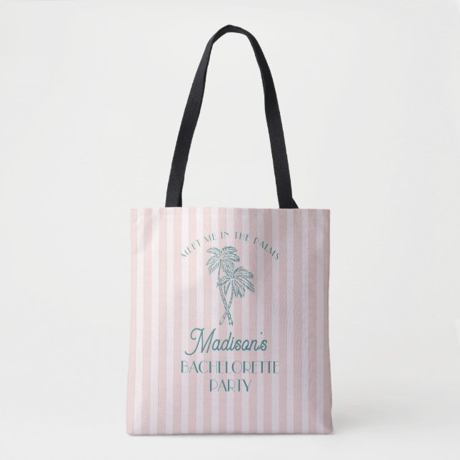 Pink Palm Spring Pastel Beach Bachelorette Party T Tote Bag (Front)
