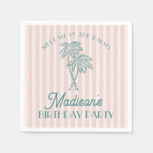 Pink Palm Spring Pastel Beach Birthday Party Napkin