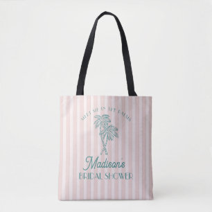 Pink Palm Spring Pastel Beach Bridal Shower Tote Bag