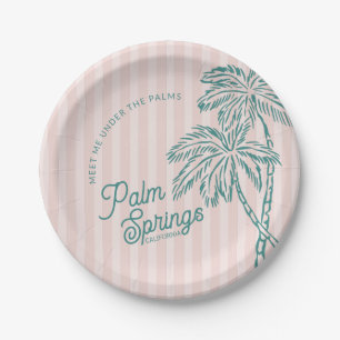 Pink Palm Spring Pastel Beach Party Favours Paper Plate