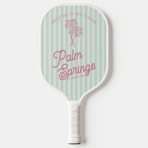 Pink Palm Spring Pastel Beach Party Pickleball Paddle