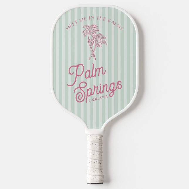 Pink Palm Spring Pastel Beach Party Pickleball Paddle (Front)