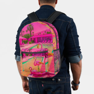 pink palm springs flamingo backpack