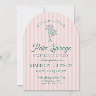 Pink Palm Springs Pastel Beach Bachelorette Party Invitation