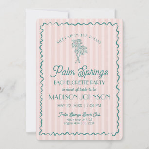 Pink Palm Springs Pastel Beach Bachelorette Party Invitation