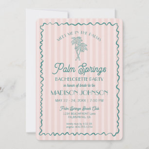 Pink Palm Springs Pastel Beach Bachelorette Party Invitation