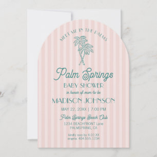 Pink Palm Springs Pastel Beach Cabana Baby Shower Invitation