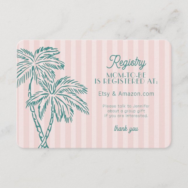 Pink Palm Springs Pastel Beach Registry Insert (Front)