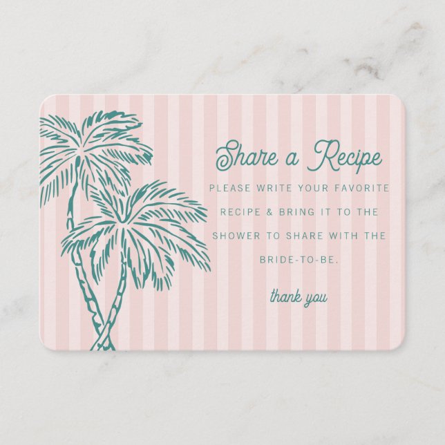 Pink Palm Springs Pastel Beach Share a Recipe Card (Front)