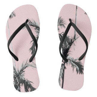 Pink Palm Tree Flip Flops
