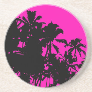 Pink palm tree Hawaii coasters
