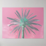 Pink Palm Tree Pop Art Photo Poster<br><div class="desc">Cool pop-art style palm tree poster. A single tall palm tree against a pink summer sky. The palm has been converted to a blue grey colour. Lovely colourful photo print bringing a summer beach vibe to any space.</div>
